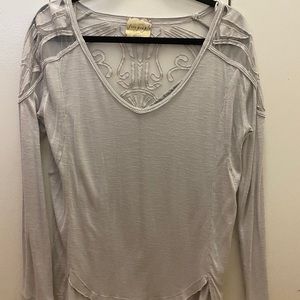 Free people Grey Long Sleeve Front Back detailing